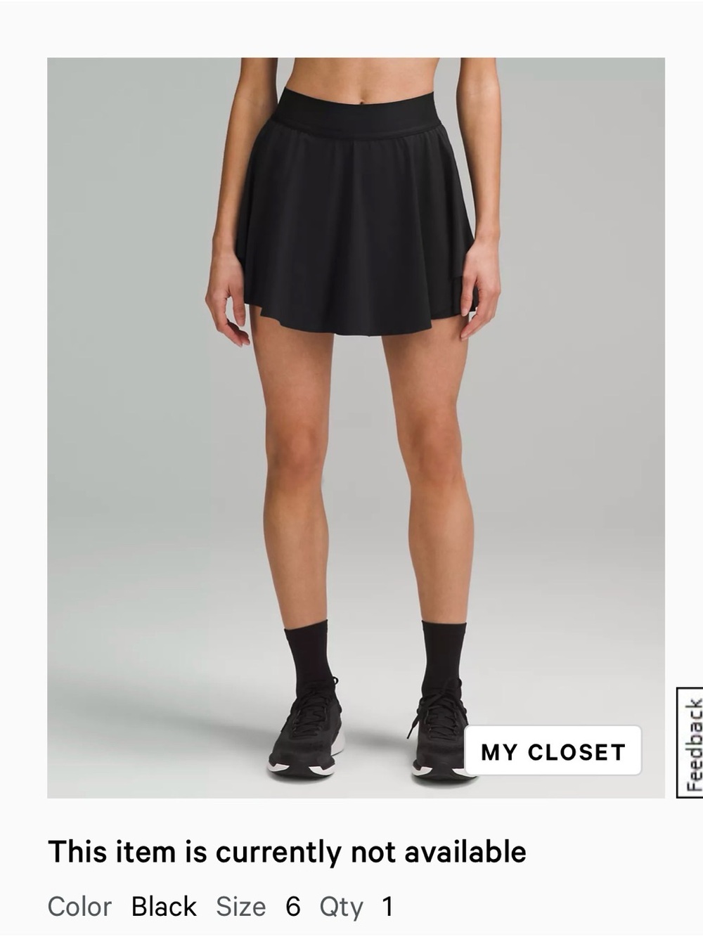 Lululemon Court Rival High-Rise Skirt *Long with built in shorts, size 6